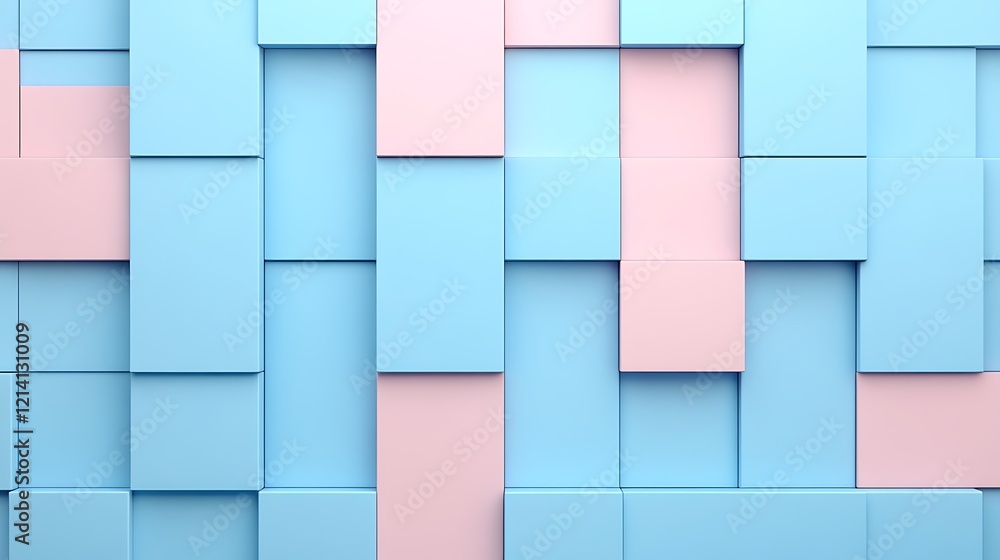 Abstract Composition of Blue and Pink Geometric Shapes Arranged in a Modern Pattern for Background Design Abstract Composition of Blue and Pink Geometric Shapes Arranged in a Modern Pattern for Background Design