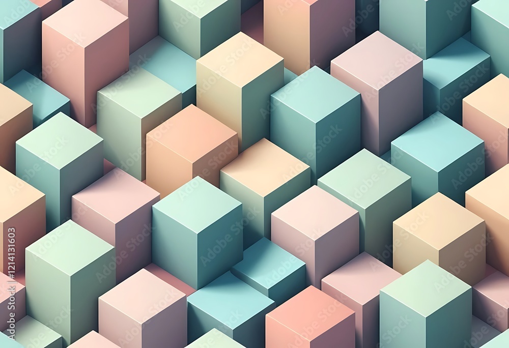 Obraz premium Pastel Cubes Abstract Geometric Pattern Design