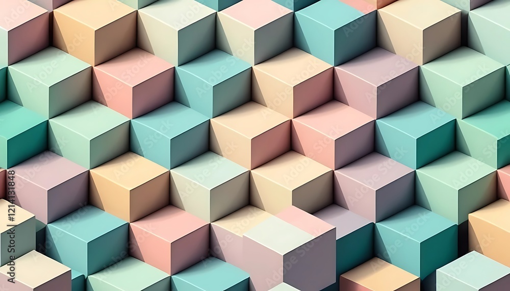 Fototapeta premium Abstract Pastel Cubes Geometric Pattern Design