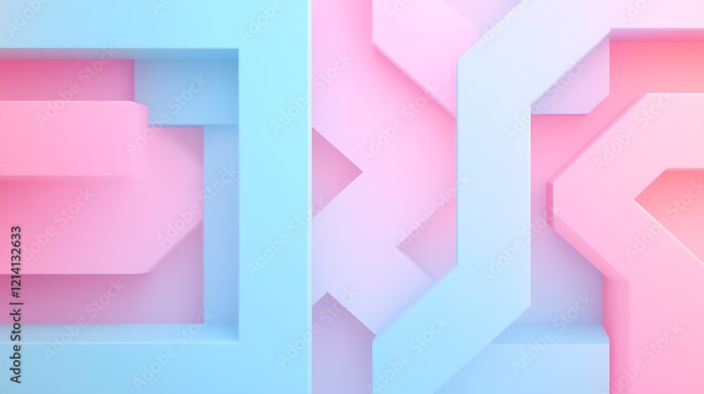 Abstract Geometric Shapes and Patterns in Soft Pink and Blue Tones for Modern Design Projects Abstract Geometric Shapes and Patterns in Soft Pink and Blue Tones for Modern Design Projects