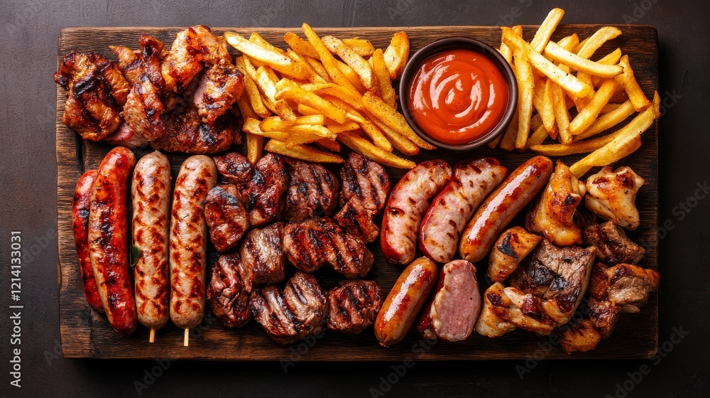 Ultimate BBQ Meat Platter with French Fries and Ketchup Ultimate BBQ Meat Platter with French Fries and Ketchup