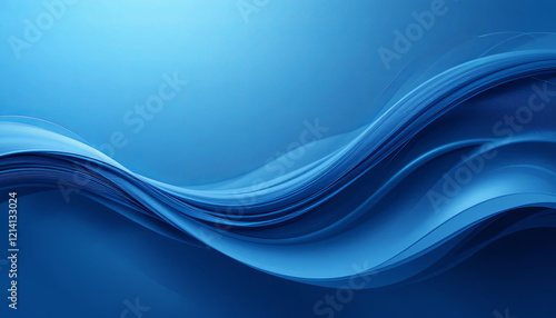 Flowing waves in shades of blue evoke tranquility and peace. The smooth curves and gradients suggest movement, making it a soothing backdrop for various applications