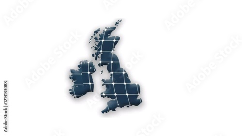 Map of the British Isles with a solar panel overlay photo