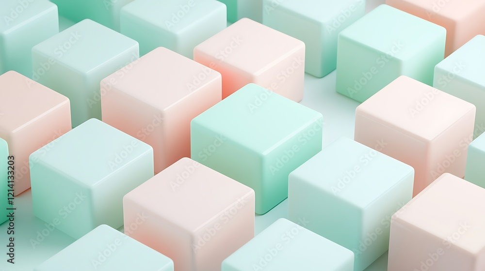Obraz premium Abstract Pastel Cubes Arrangement on a Soft Background for Creative and Minimalist Design Projects