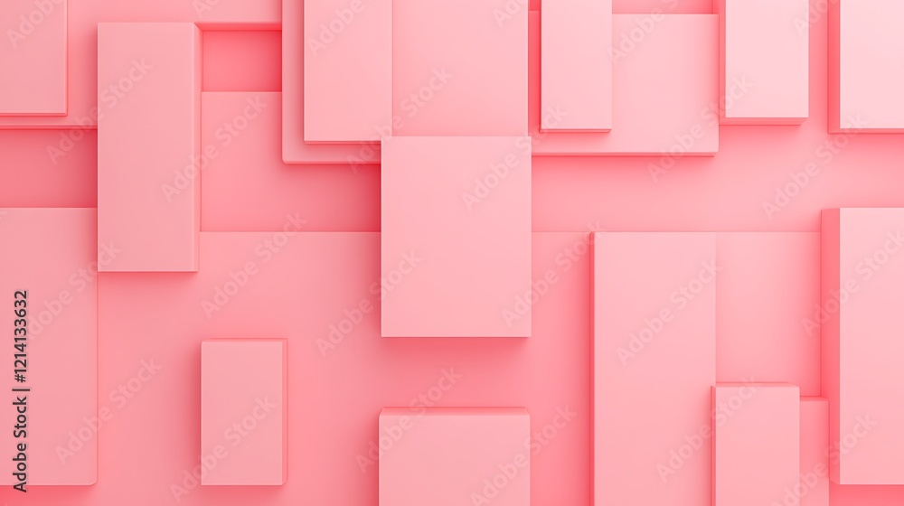 Obraz premium Abstract Pink Geometric Background with Rectangles and Squares in Varying Sizes for Creative Design Projects