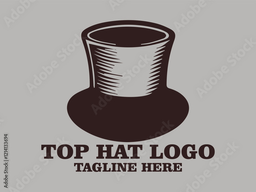 Top hat vector illustration perfect for branding, fashion, fashion depicting fashion trends and dressing styles, formality depicting formal events and formal wear, timeless classic design top hat logo