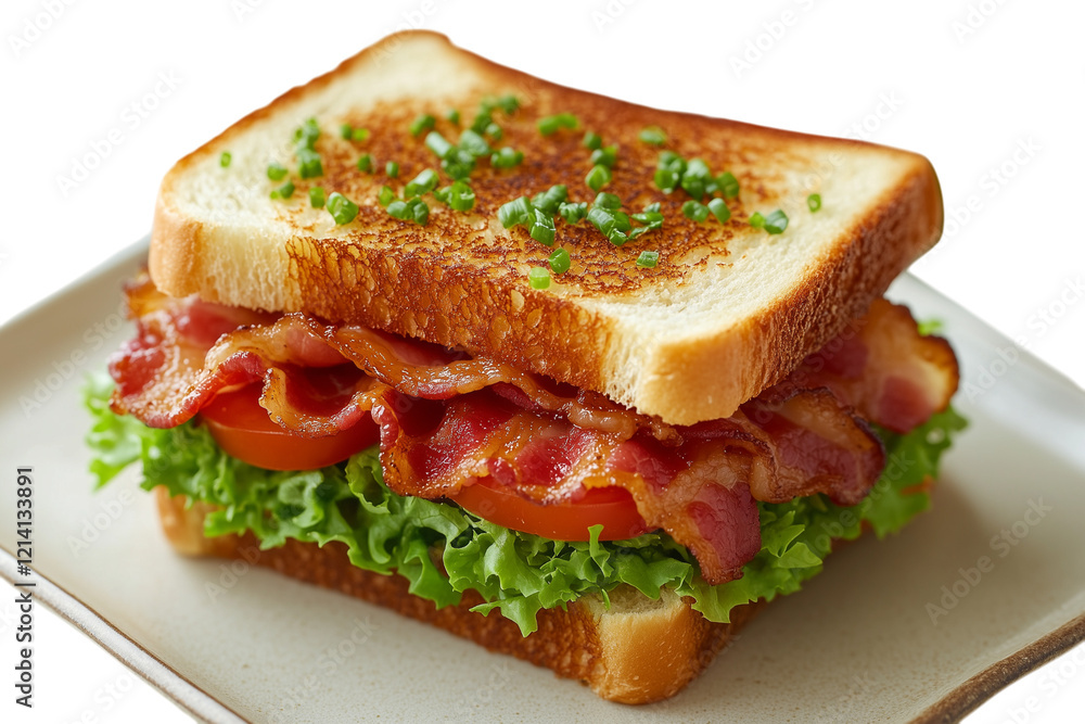 Crispy Bacon Sandwich with Lettuce and Tomato isolated on a transparent background Crispy Bacon Sandwich with Lettuce and Tomato isolated on a transparent background