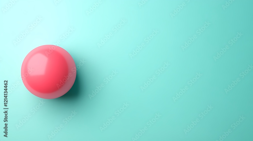 Bright Pink Sphere on Light Blue Background with Soft Shadows and Minimalistic Design Elements Bright Pink Sphere on Light Blue Background with Soft Shadows and Minimalistic Design Elements