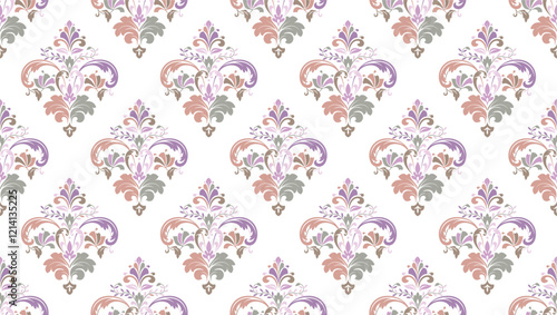 Wallpaper in the style of Baroque. Seamless vector background. Colored floral ornament. Graphic pattern for fabric, wallpaper, packaging. Ornate Damask flower ornament