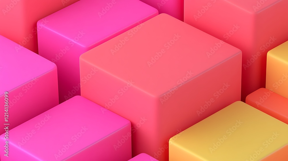 Fototapeta premium Colorful Abstract Blocks in Bright Pink and Yellow Background for Modern Design and Creative Concepts