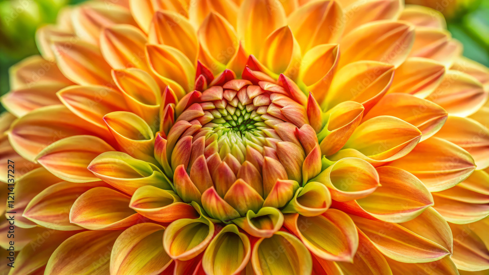 Vibrant orange and yellow petals unfold from delicate, pale center, showcasing intricate beauty of this flower. stunning arrangement captivates with its rich colors and textures Vibrant orange and yellow petals unfold from delicate, pale center, showcasing intricate beauty of this flower. stunning arrangement captivates with its rich colors and textures