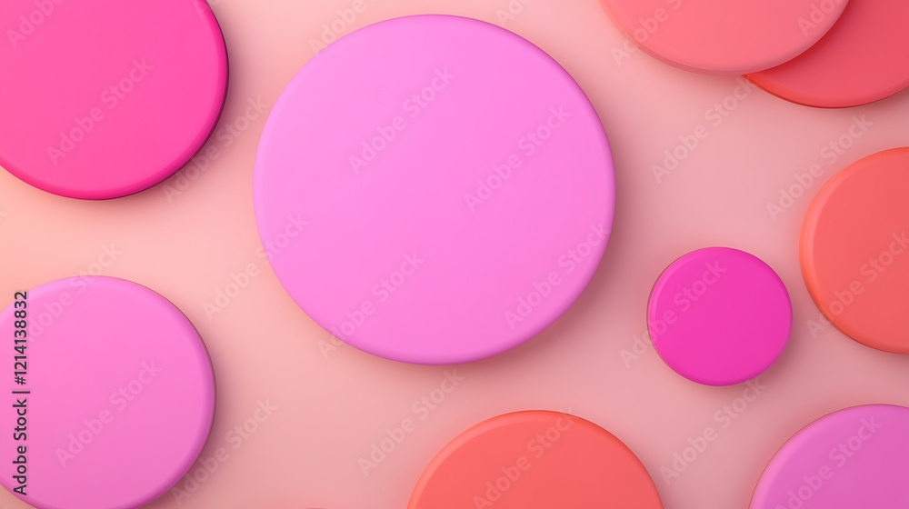 Colorful circular shapes in shades of pink and peach on a soft background creating a lively abstract composition Colorful circular shapes in shades of pink and peach on a soft background creating a lively abstract composition