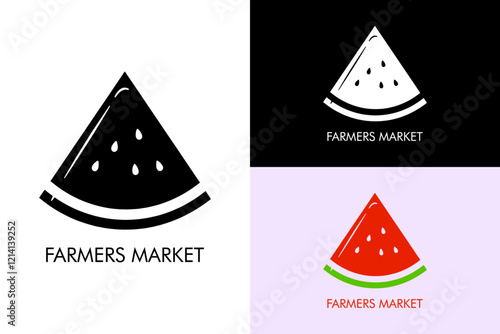 a slice of a watermelon with few seeds, fruits shop, sweet, hydrate, vegetables shop, vegetarian, organic food, farmers market, healthy diet, diet plan, silhouette, vector, abstract logo