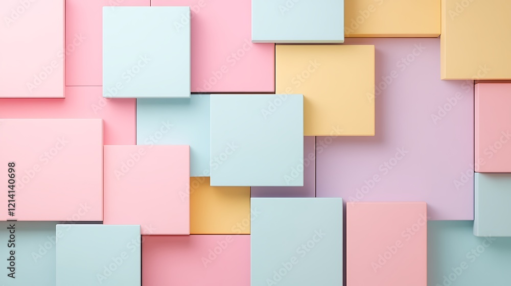 Colorful Geometric Background with Pastel Squares and Rectangles in Soft Pink, Blue, and Yellow Tones for Design Projects Colorful Geometric Background with Pastel Squares and Rectangles in Soft Pink, Blue, and Yellow Tones for Design Projects