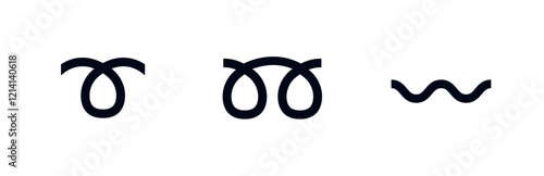 wavy dash symbol curly loop double emoji vector