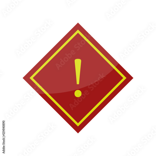 Warning sign with an exclamation mark on a white background