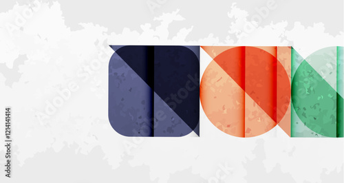 Squares, circles and triangles and grainy noisy texture. Vector Illustration For Wallpaper, Banner, Background, Card, Book Illustration, landing page