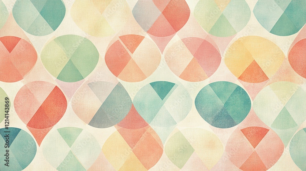 Pastel geometric pattern background with overlapping circles and triangles. Pastel geometric pattern background with overlapping circles and triangles.