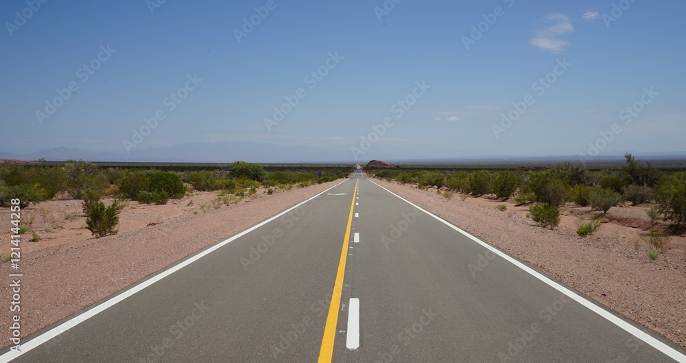 Streight forward road into amazing dessert land in South America, San Juan Argentina Streight forward road into amazing dessert land in South America, San Juan Argentina