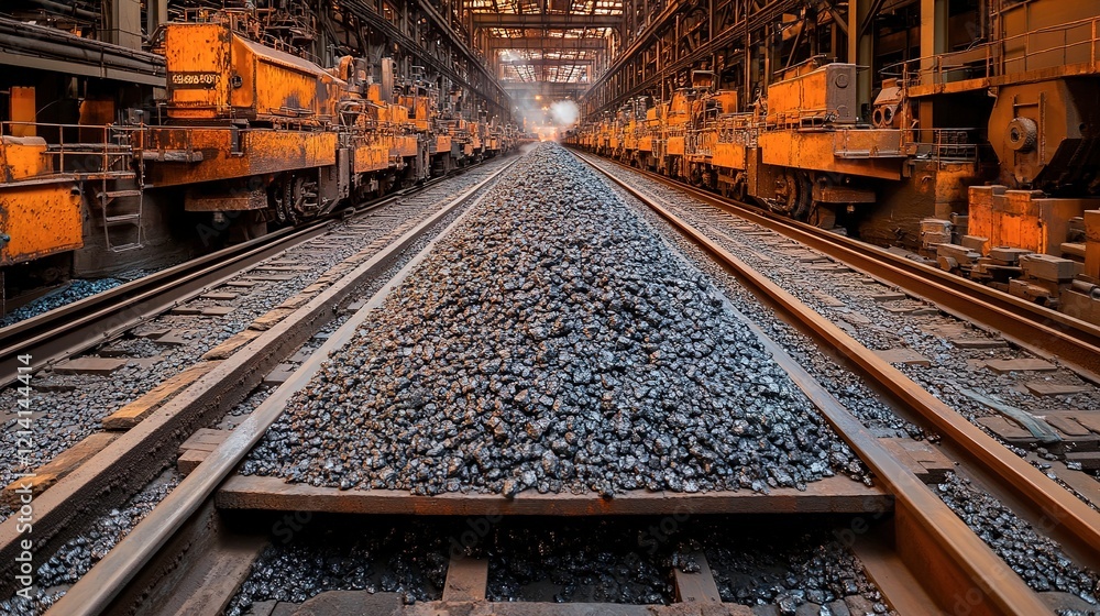 Industrial Railway Car Transporting Dark Mineral Ore Industrial Railway Car Transporting Dark Mineral Ore