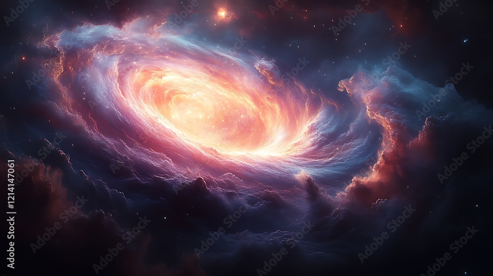 Obraz premium Fiery cosmic nebula swirling in space.