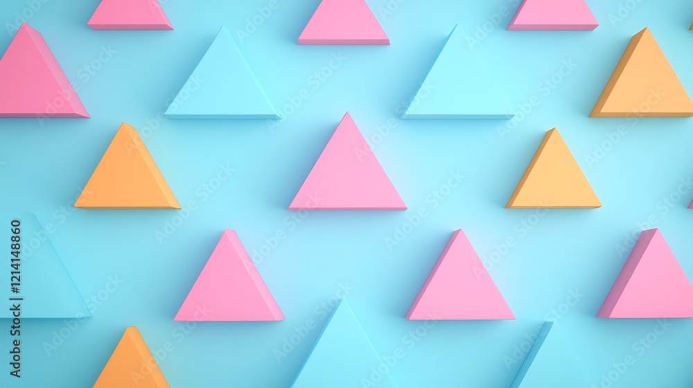 Colorful geometric triangle shapes on a vibrant blue background for modern design and creative projects Colorful geometric triangle shapes on a vibrant blue background for modern design and creative projects