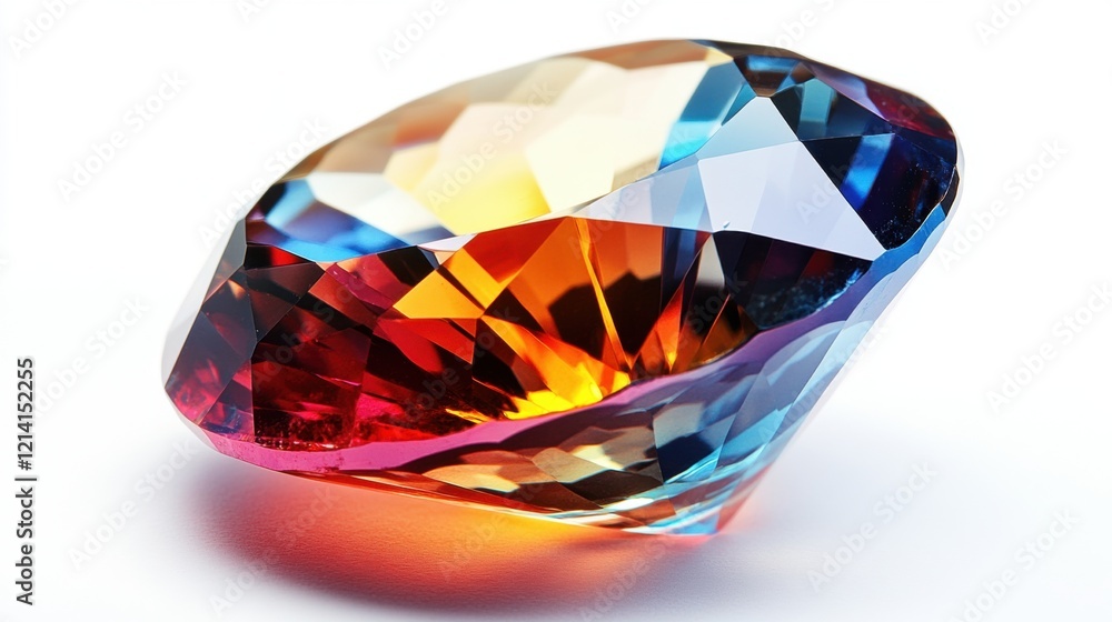 Colorful Sparkling Gemstone with Reflective Facets and Light Play Colorful Sparkling Gemstone with Reflective Facets and Light Play