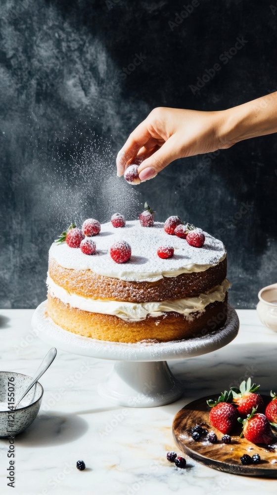 Delicate strawberry cake with creamy layers and final touches of sweetness Delicate strawberry cake with creamy layers and final touches of sweetness