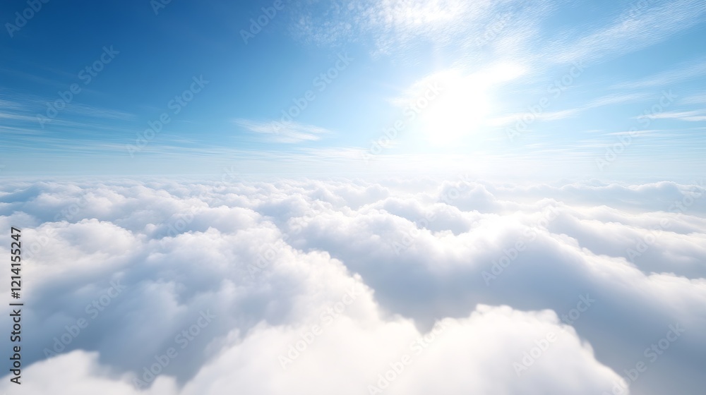 Vast White Cloud Oceans Under a Bright Blue Sky Illuminated by Sunlight : Generative AI Vast White Cloud Oceans Under a Bright Blue Sky Illuminated by Sunlight : Generative AI