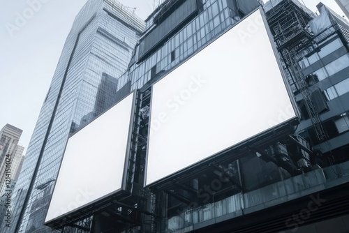 Wallpaper Mural Detailed Visual  of Double Mockup Billboards on City Building Torontodigital.ca