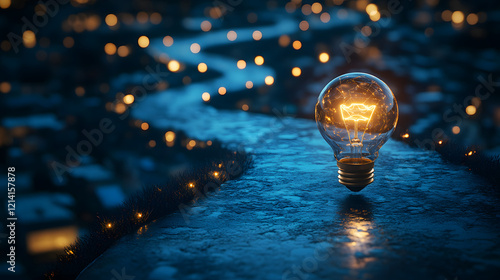 A glowing content strategy roadmap with blog titles, audience segments, and publishing schedules , glowing bulb