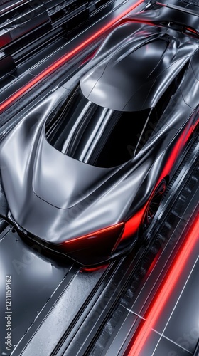 Sleek antimatter car showcase urban environment -detail content modern design aerial view futuristic concept
