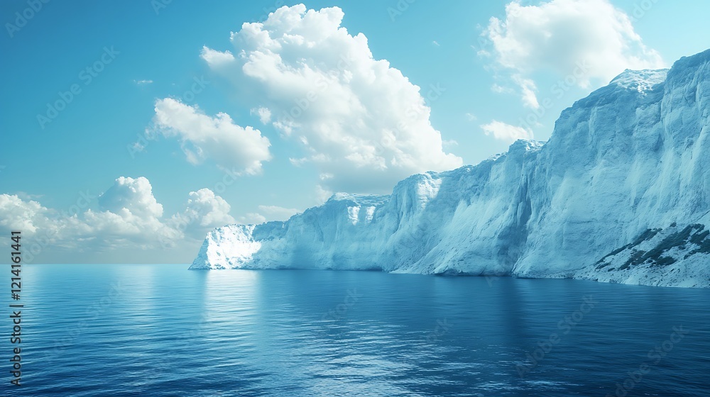 Fototapeta premium White Cliffs with Beautiful Blue Ocean on Sunny Day
