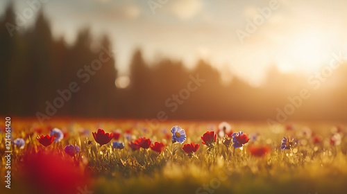 A serene meadow bathed in g...