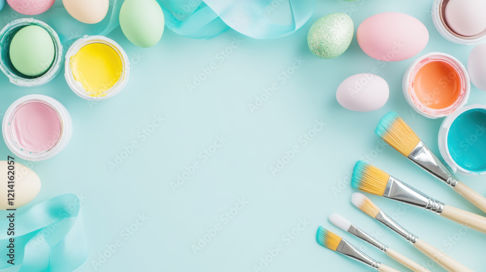 Fototapeta premium Easter craft essentials for holiday decoration and creative projects