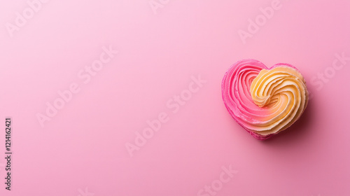 Heart shaped pastel swirl on pink background