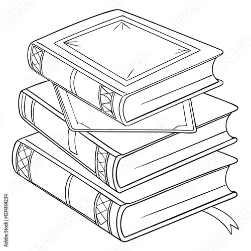 Illustration of a stack of books isolated on a white background.