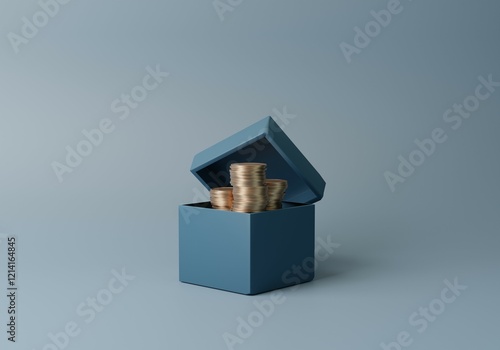 Φωτογραφία Gift Box with Money Isolated on pastel blue background with copy space