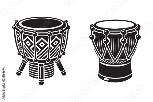 Bongo drum silhouette vector with white background photo