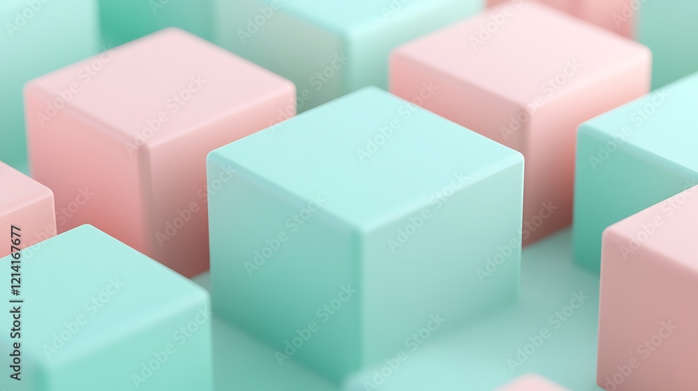 Soft Pastel Cubes in Mint Green and Light Pink Arranged in an Abstract Pattern for Stylish Backgrounds Soft Pastel Cubes in Mint Green and Light Pink Arranged in an Abstract Pattern for Stylish Backgrounds