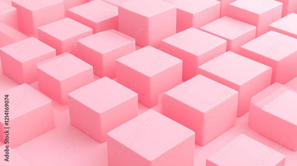 Fototapeta premium Soft Pink Cubes on a Subtle Background for Abstract Textures and Modern Designs in Graphic Art Projects