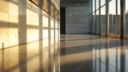 Wallpaper Mural Elegant Modern Architecture Hallway with Sunlit Windows and Reflective Floors : Generative AI Torontodigital.ca