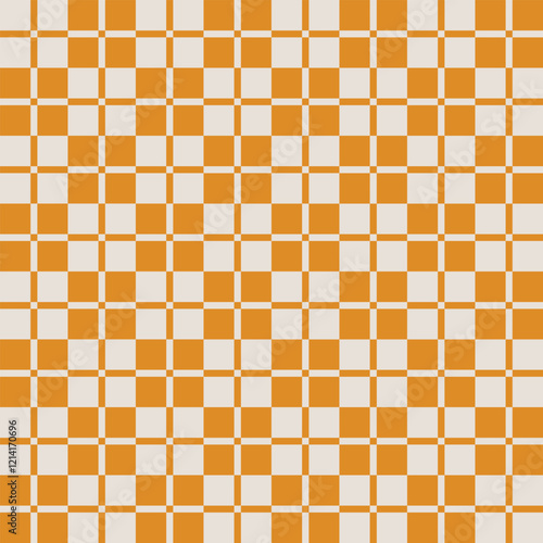 Nordic folk jacquard checkered seamless pattern. Cozy warm traditional weave print for home decor. Cute trendy minimal square grid ornamental pattern for trendy textile design.