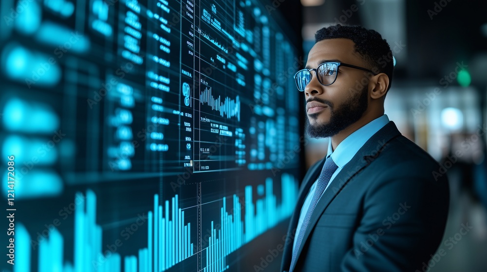 Fototapeta premium Businessman Analyzing Data on Digital Screen