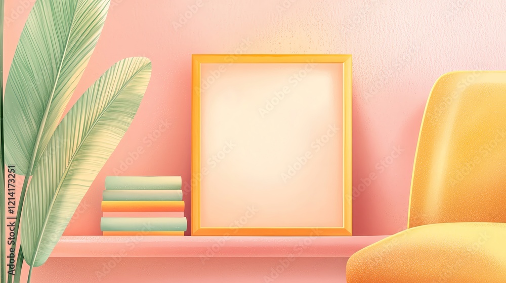 Bright, modern interior with empty frame. Bright, modern interior with empty frame.