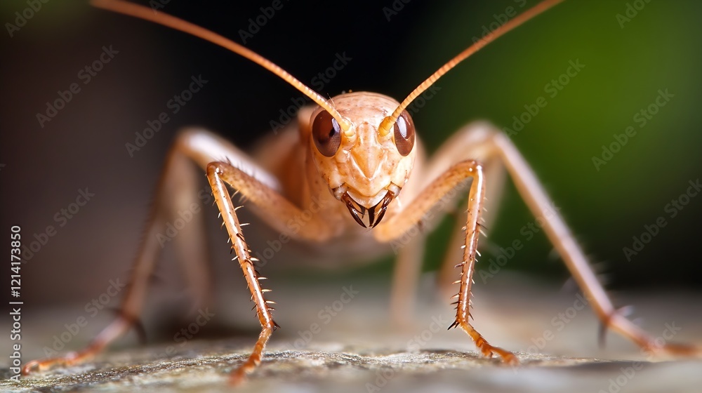 Closeup Portrait of Cricket Insect with Antennae on Natural Background : Generative AI Closeup Portrait of Cricket Insect with Antennae on Natural Background : Generative AI