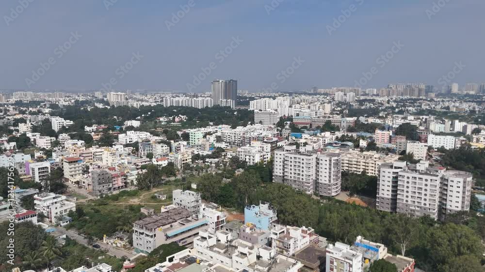 Construction activity captured from above in a thriving Bangalore suburb Construction activity captured from above in a thriving Bangalore suburb