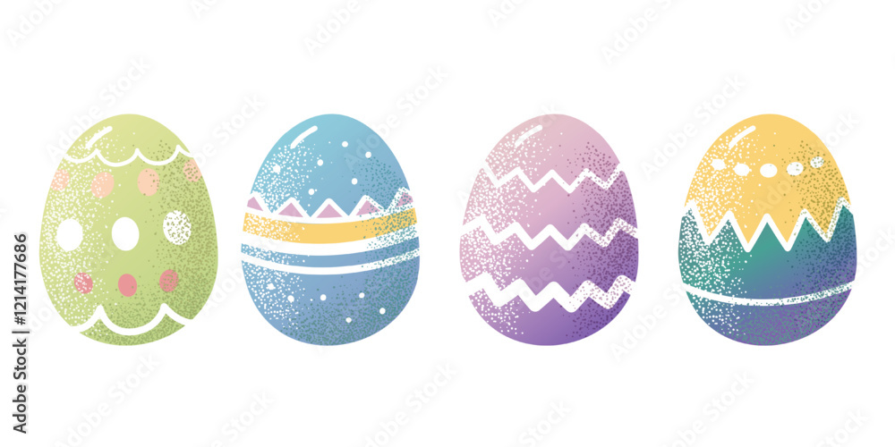 Set of easter eggs. Spring design. Hand drawn spring elements with texture. Set of easter eggs. Spring design. Hand drawn spring elements with texture.