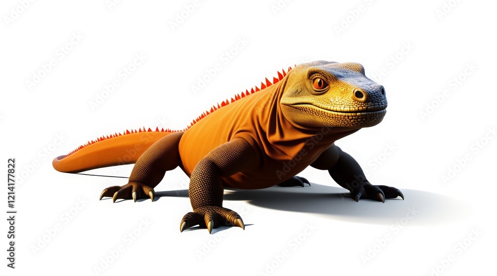 Obraz premium Vibrant cartoon lizard with detailed features posed against a white background