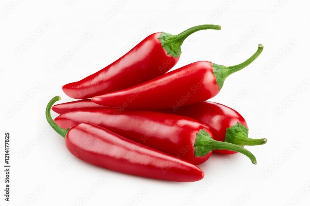 Fresh red chili peppers isolated on white background with clipping path and full depth of field Fresh red chili peppers isolated on white background with clipping path and full depth of field